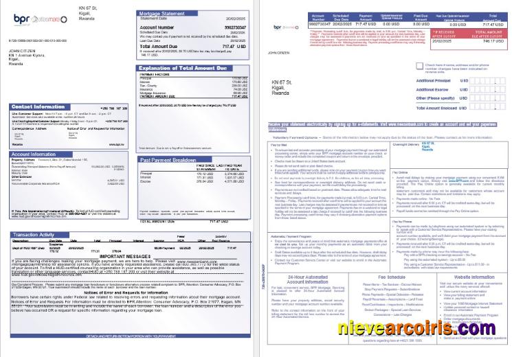 Rwanda BPR bank mortgage statement 1-2
